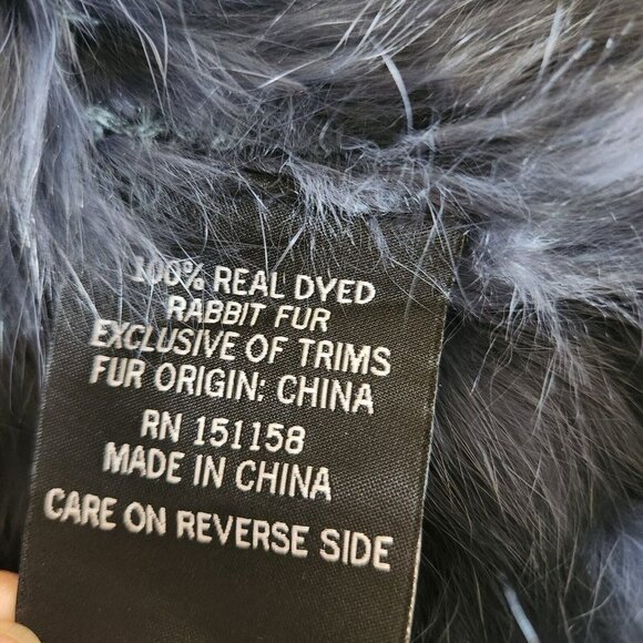 525 America Luxe Womens Size XS Rabbit Fur Outerwear Vest Jacket Blue Open Front - Picture 8 of 11